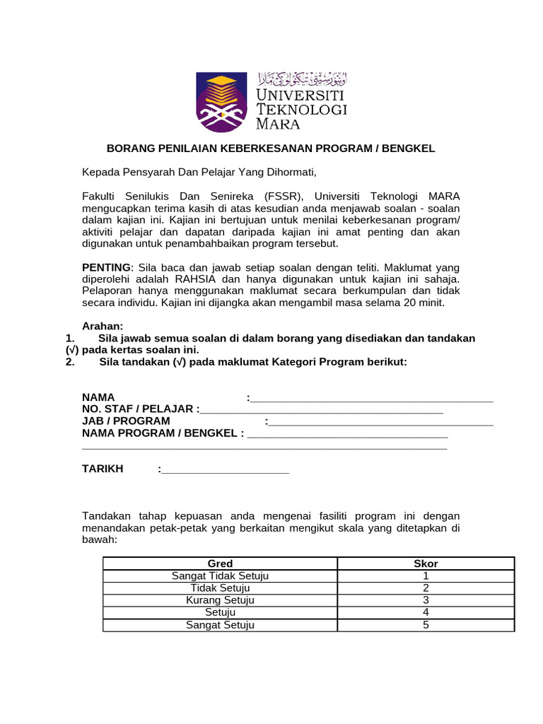 Penilaian Keberkesanan Program FSSR | PDF