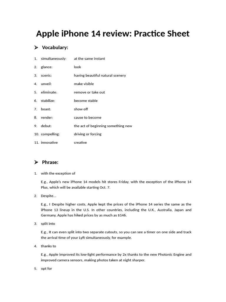 Apple Iphone 14 Review Practice | PDF