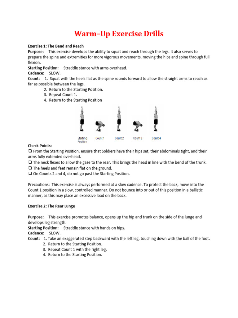 Warm-Up Exercise Drills Guide | PDF | Foot | Anatomical Terms Of Motion