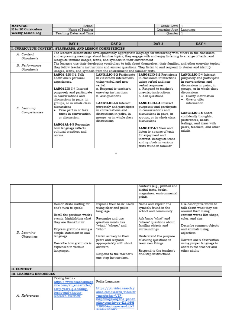 Matatag K to 10 Curriculum Overview | PDF | Curriculum | Conversation