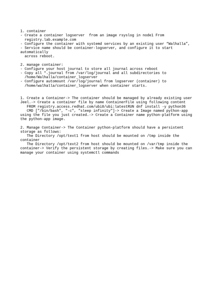 Container Setup and Management Guide | PDF