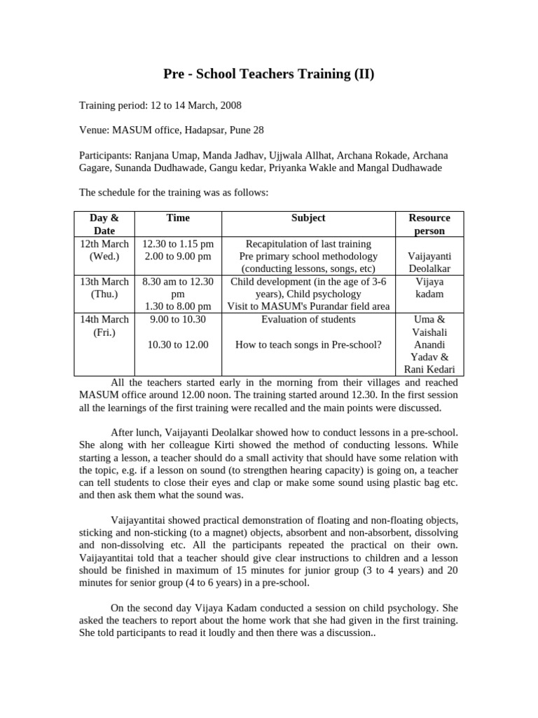 827 Training Session II Report | PDF | Teachers | Emotions