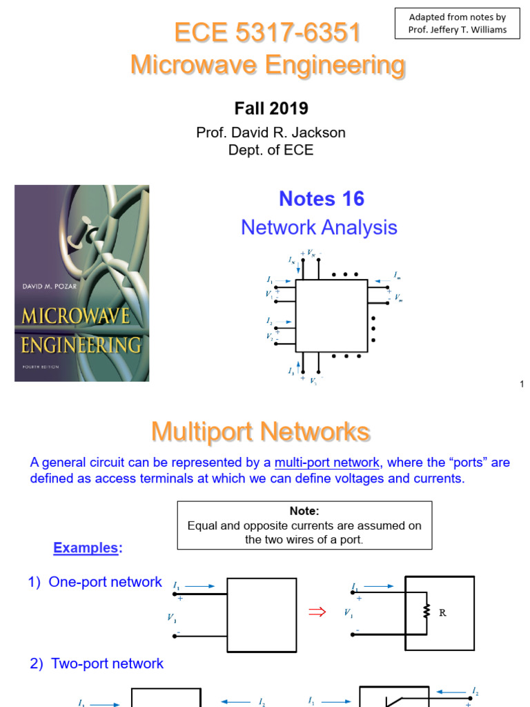 Multiport Network Analysis in ECE 5317 | PDF | Network Analysis ...