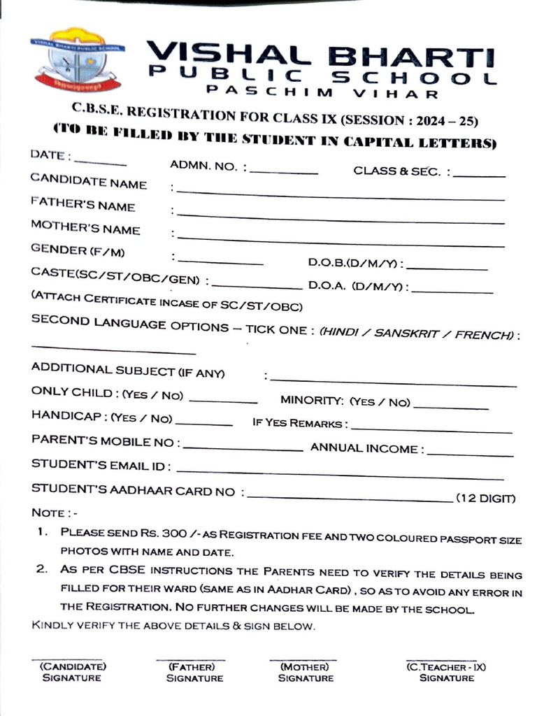 Class IX Registration Notice | PDF