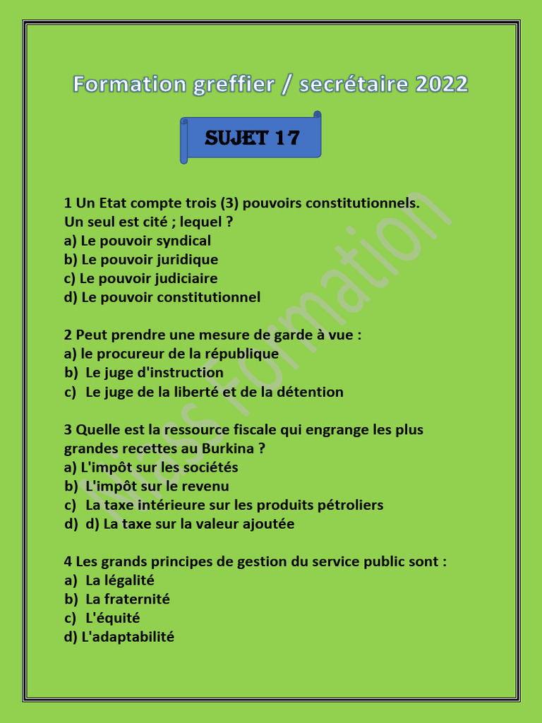 Quiz sur le droit et la justice 2022 | PDF | Greffier | Justice