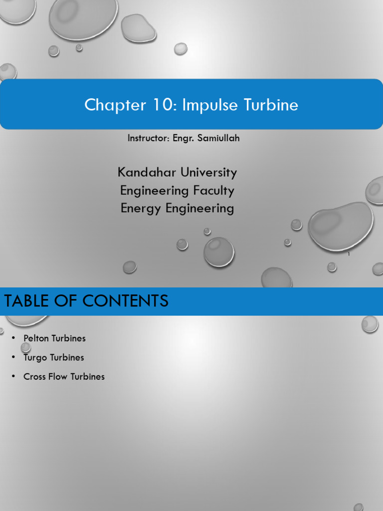 Impulse Turbines: Pelton, Turgo, Cross-Flow | PDF | Turbine | Jet Engine