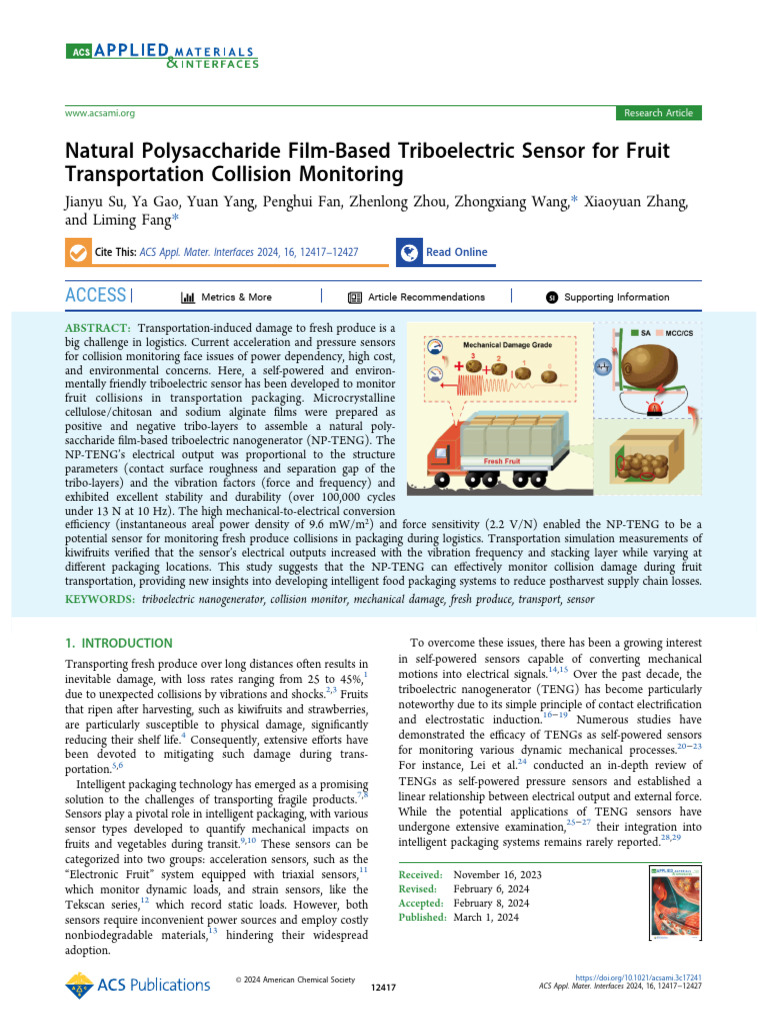 Natural Polysaccharide Sensor for Fruit Monitoring | PDF | Capacitor ...