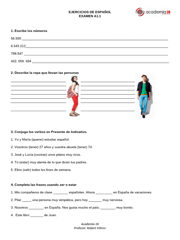 Ejercicios para El Examen A1.1 | PDF | Crecimiento personal y profesional