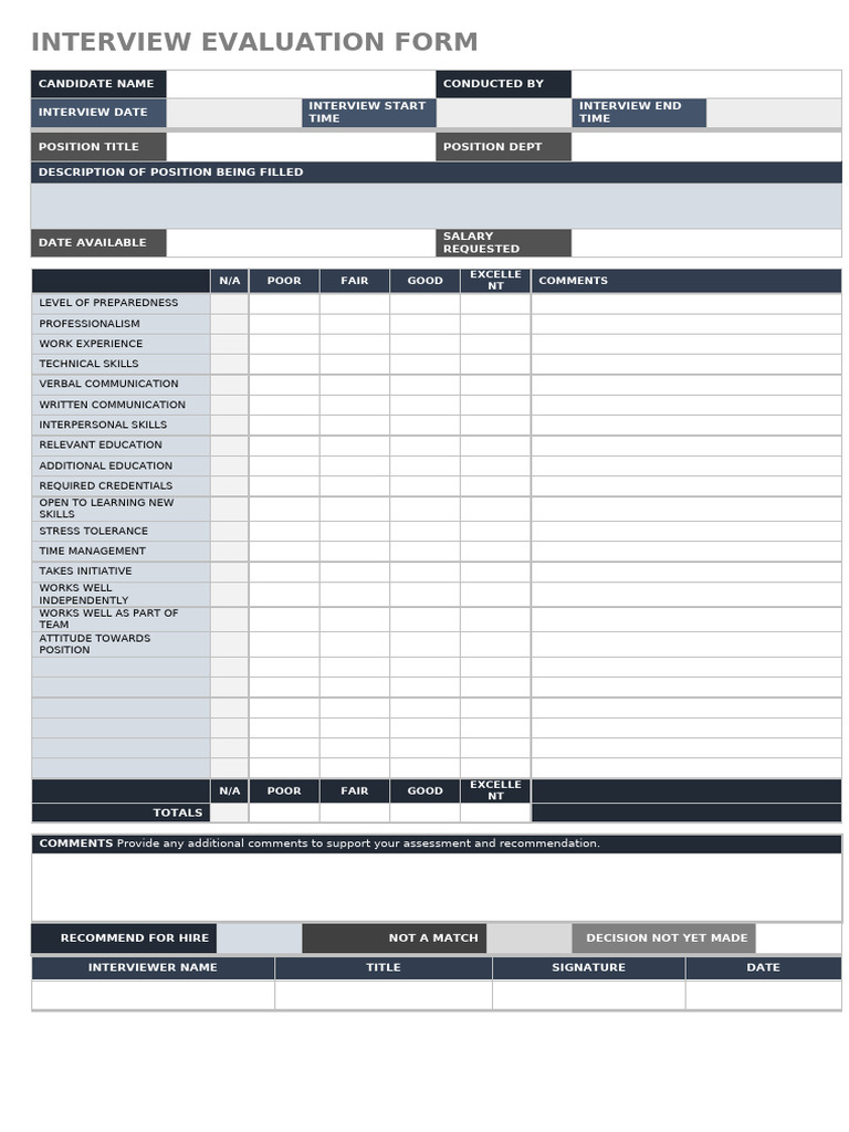 Interview Assessment Form | PDF | Career & Growth