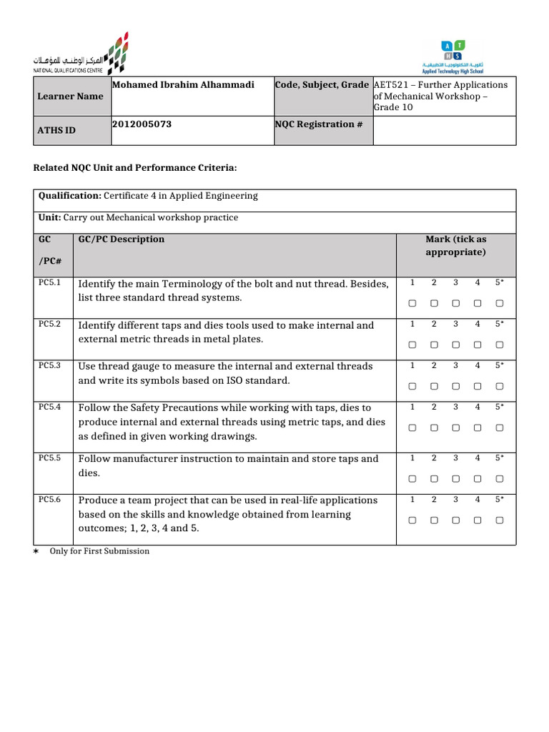 Mechanical Workshop Practice Assessment | PDF | Metalworking | Machining