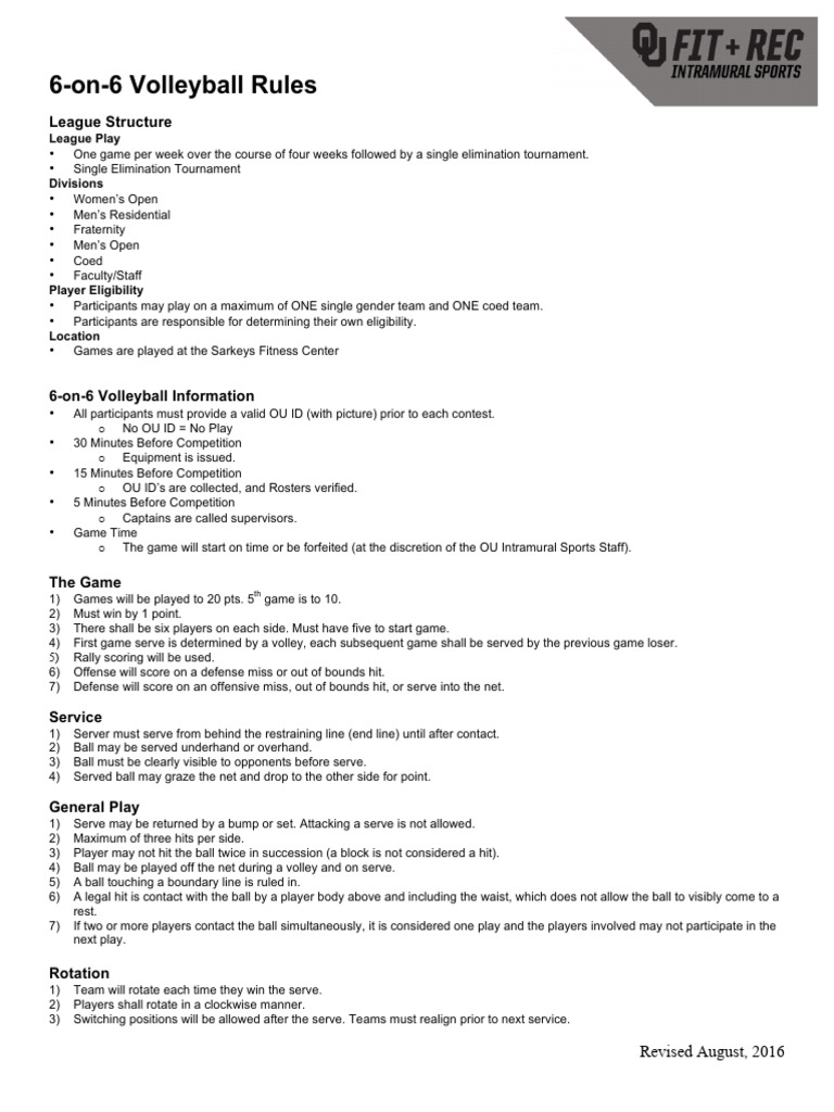 Simple Volleyball Rules Pdf