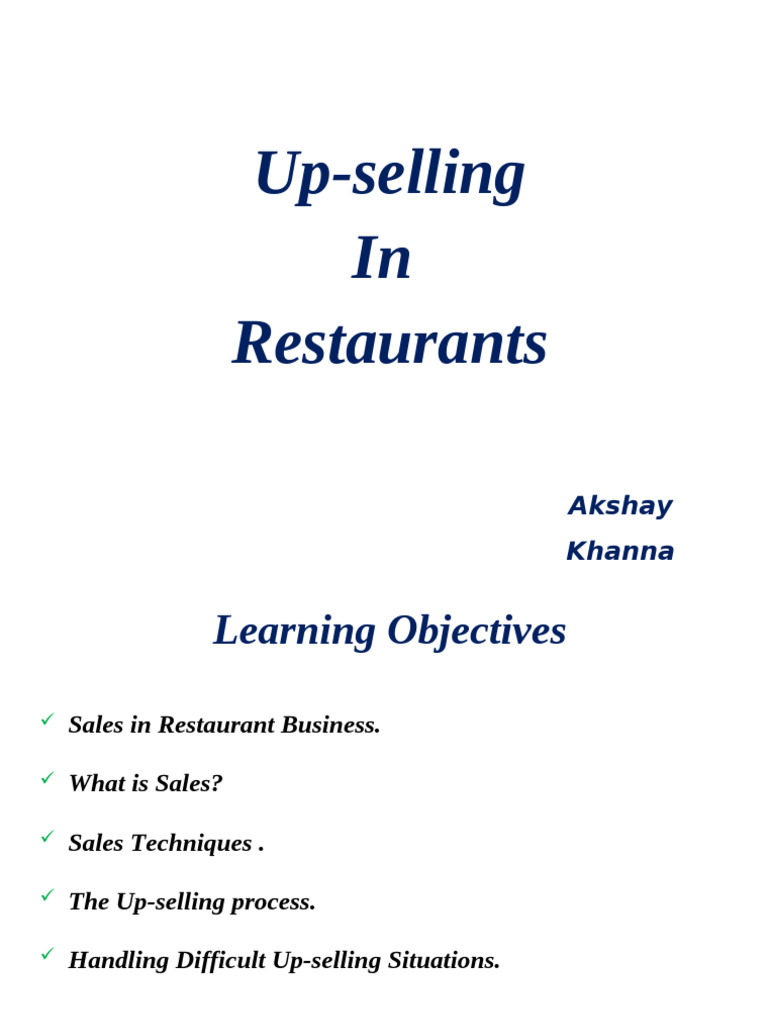 Upselling Techniques in Restaurants | PDF | Psychology