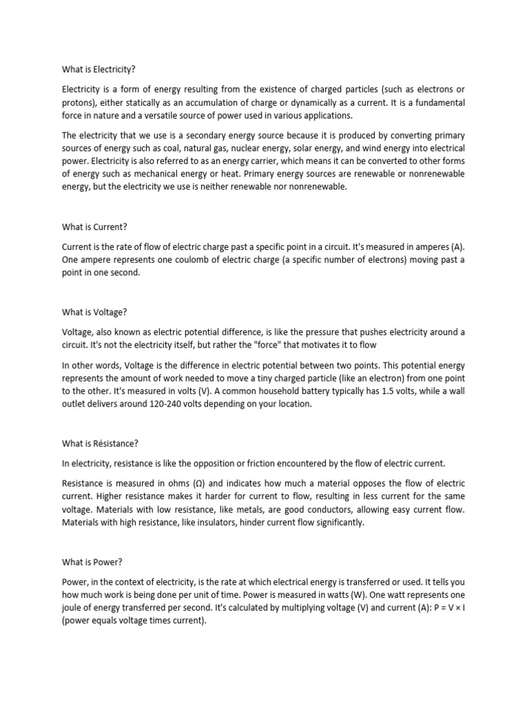 Understanding Electricity Basics | PDF | Electrical Resistance And ...