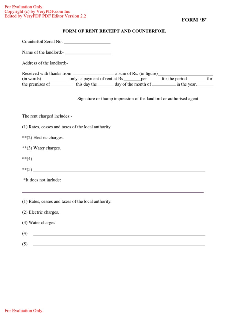 Form Rent Receipt Counterfoil | PDF | Law | Technology & Engineering