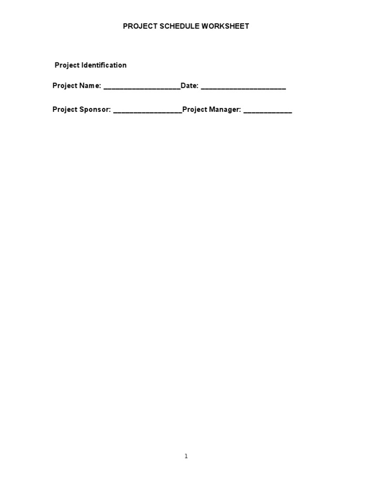 Project Schedule Worksheet Template | PDF | Art