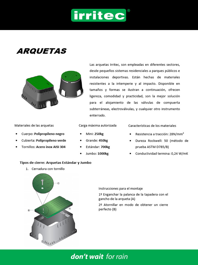 Arquetas - Ficha Tec | PDF | Tornillo