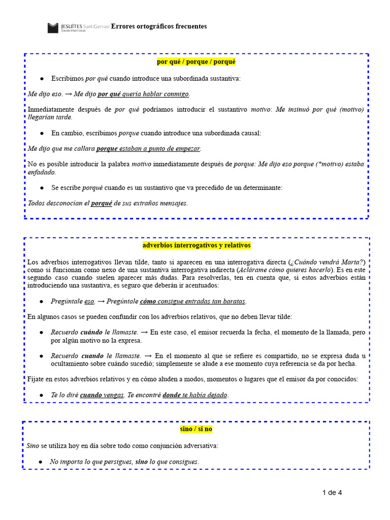 Errores ortográficos comunes en español | PDF | Adverbio | Verbo