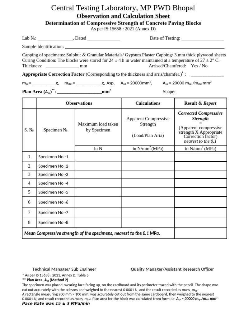 Compressive Strength of Concrete Paving Blocks | PDF | Concrete | Materials