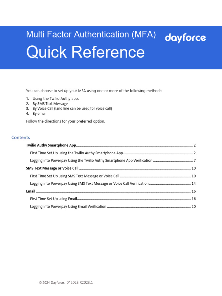 Dayforce MFA Setup Guide | PDF | Login | Authentication