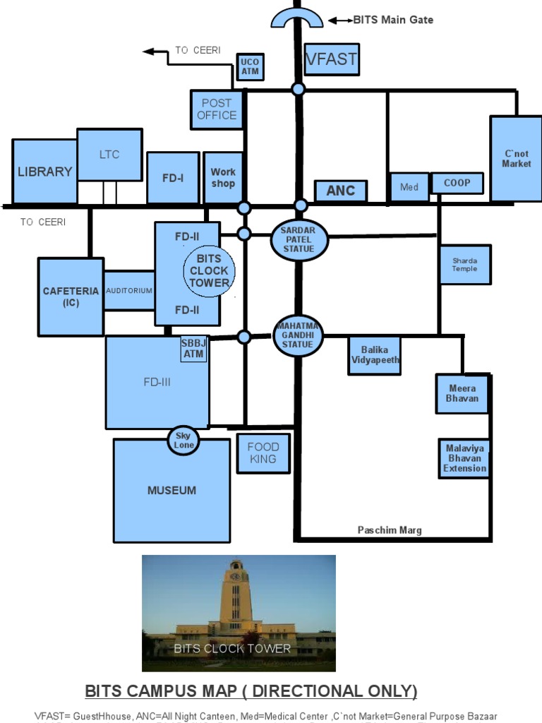 BITS Campus Map and Facilities Guide | PDF | Finance & Money Management
