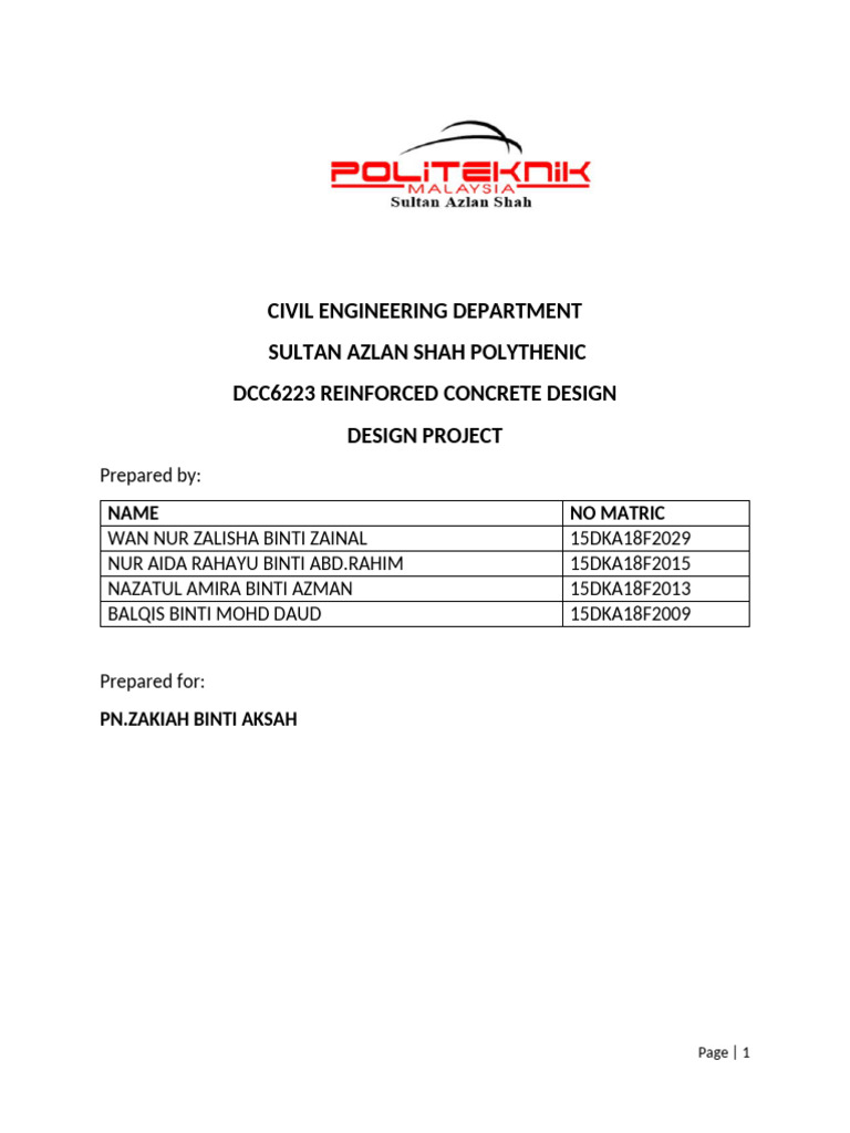 Reinforced Concrete Design Project | PDF | Concrete | Reinforced Concrete