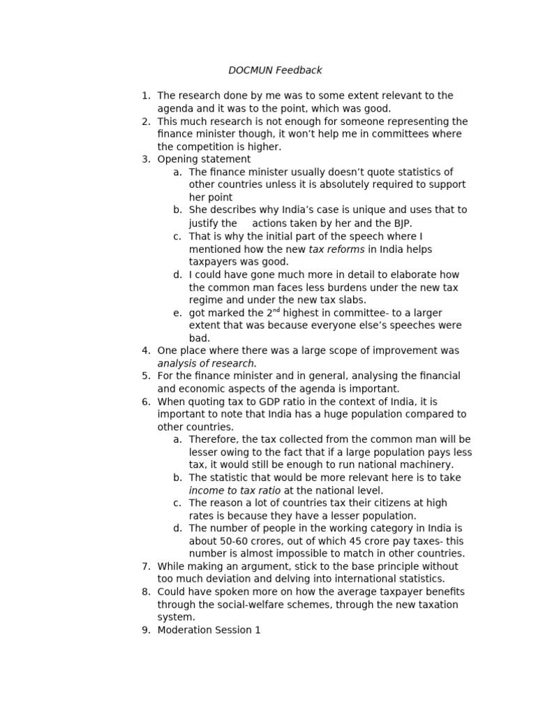 Docmun Feedback Pdf Taxes Public Finance