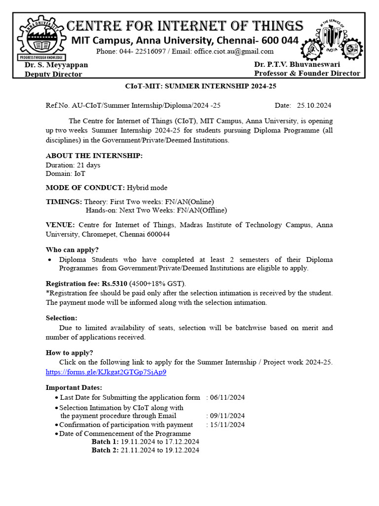 Summer Internship Programme 2024 25 | PDF