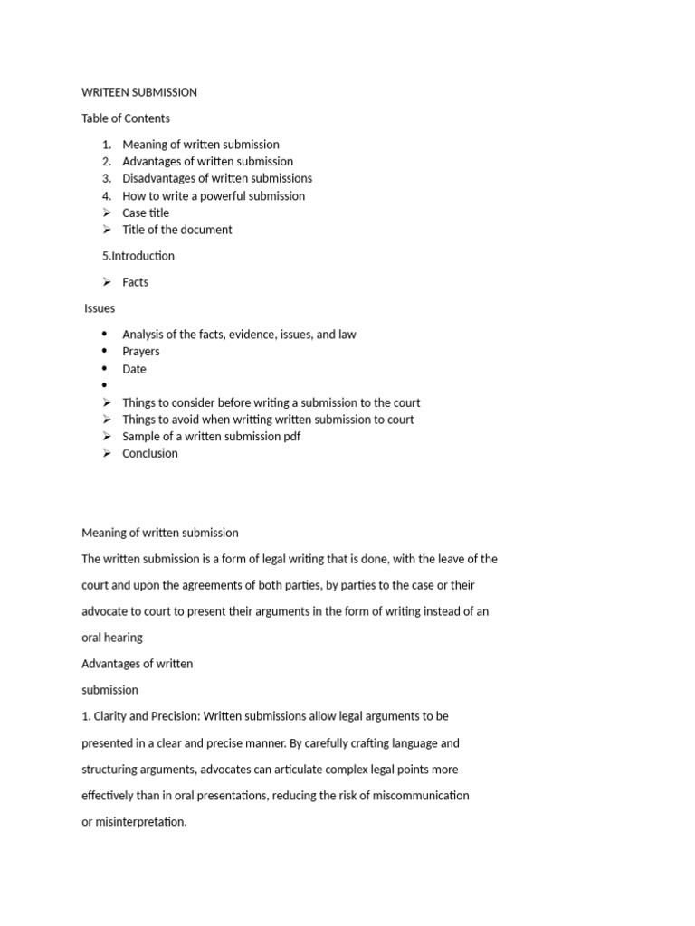 Understanding Written Submissions in Law | PDF | Argument | Evidence