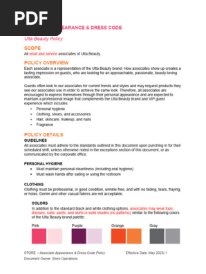 ulta holiday dress code Beauty Policy 2023 | PDF | Shoe ulta dress code shoes