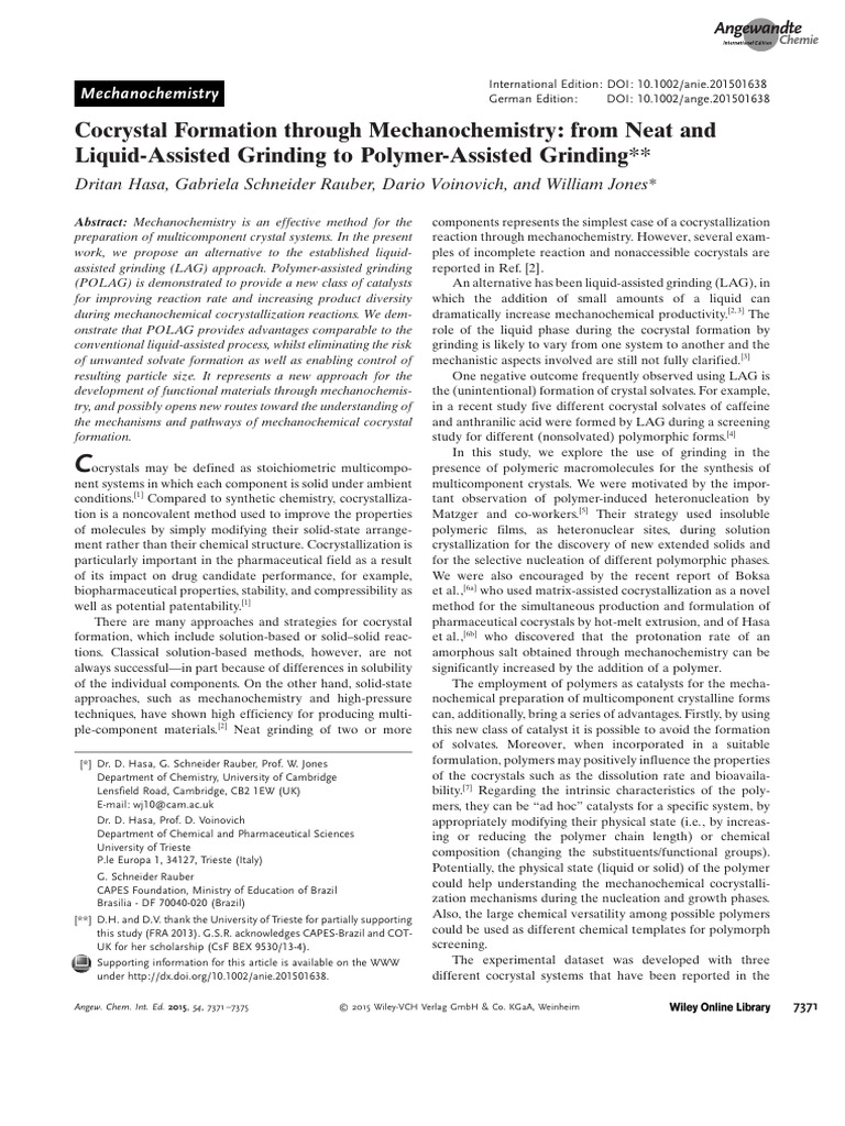 Angew Chem Int Ed - 2015 - Hasa - Cocrystal Formation Through ...