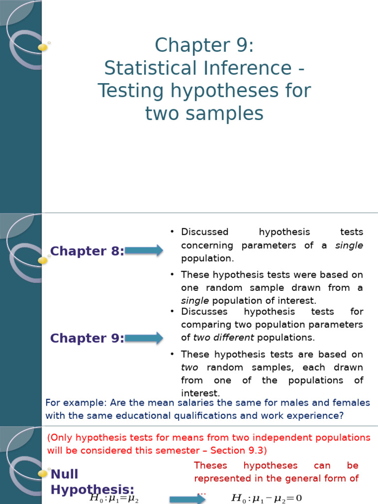 Chapter 9 (Independent Means Only) UPDATED!!! | PDF | Statistical ...