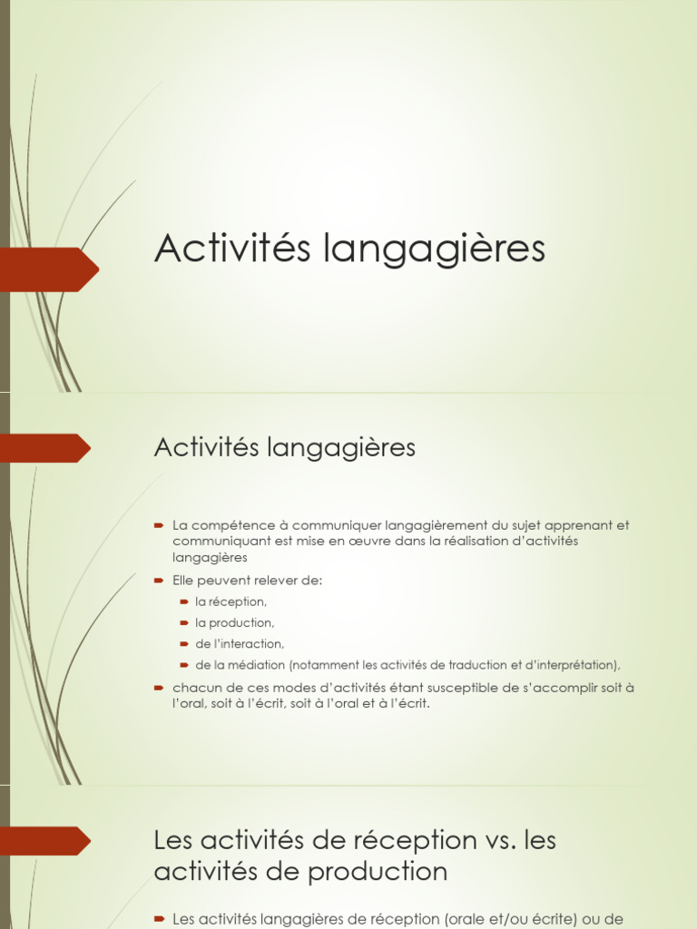 Activités langagières et compétences | PDF | Interprétation de ...