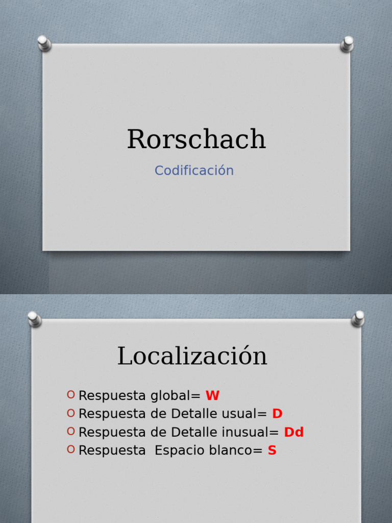 Análisis y Codificación del Test de Rorschach | PDF | Color | Percepción