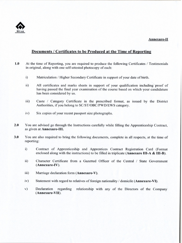 SRD-MT (Tech.) - Annexure-II-VII-Docs. For Reporting Purpose | PDF ...