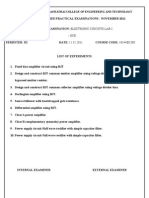 Electronics Circuits Lab Exam Results