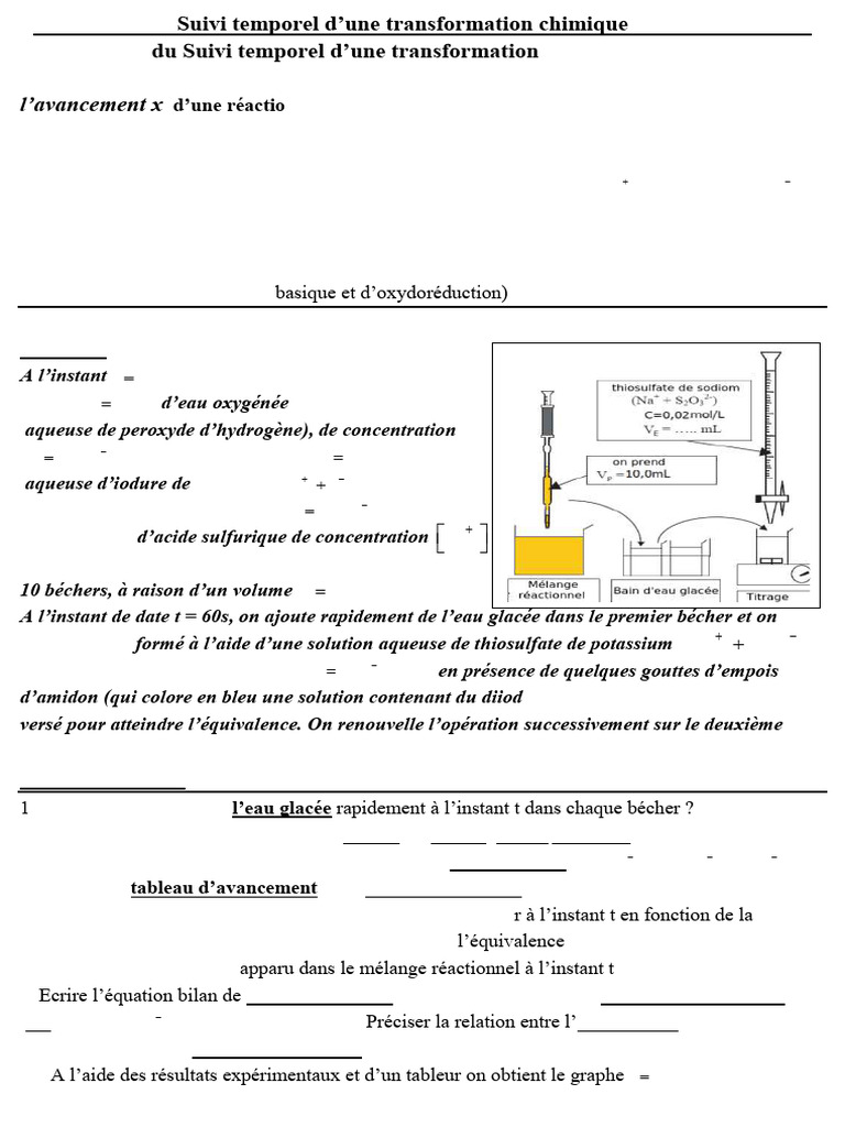 Suivi temporel des réactions chimiques | PDF | Titrage | Chimie