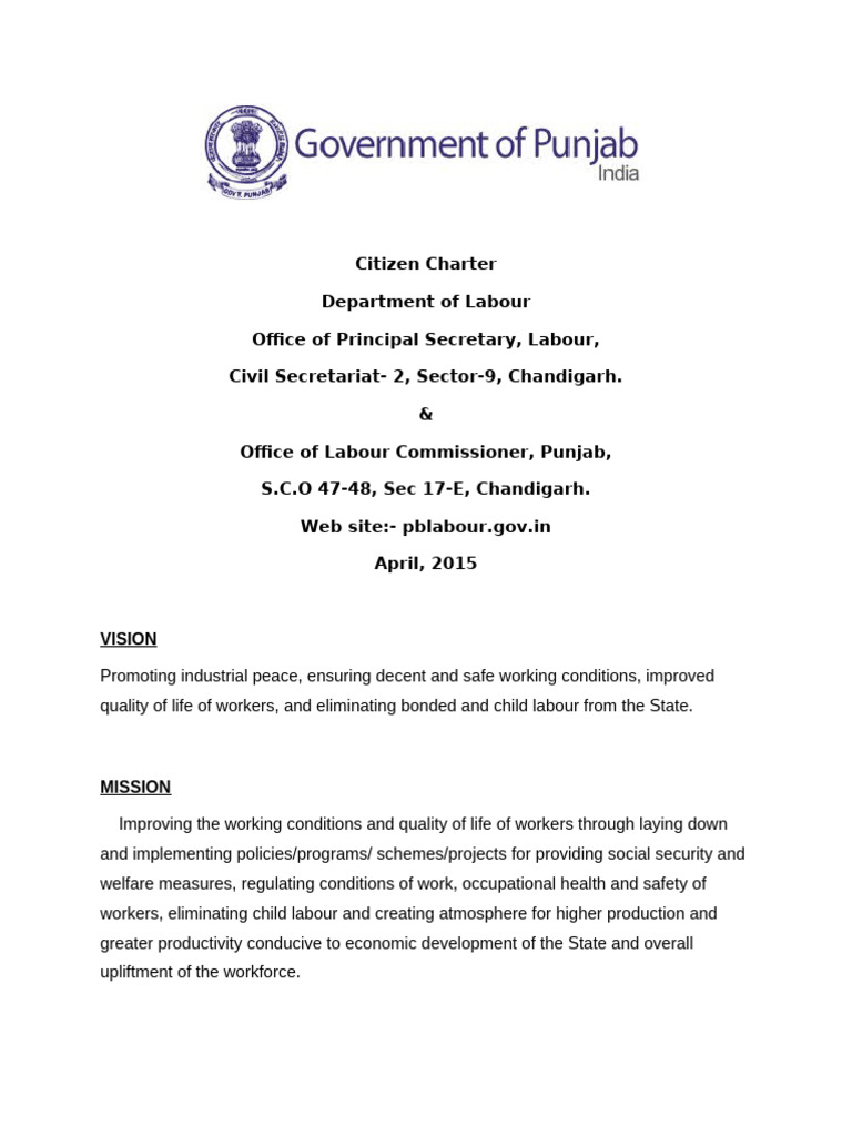 Punjab Labour Services Guide | PDF | Employment | Wage