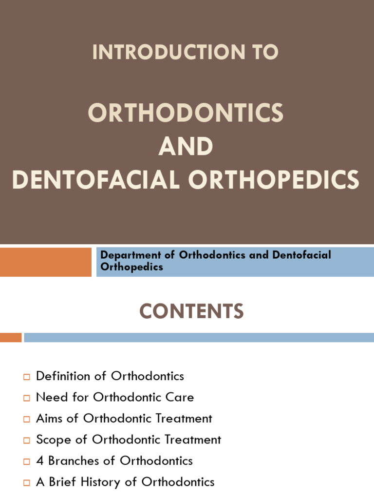 Introduction to Orthodontics & Dentofacial Orthopedics | PDF ...