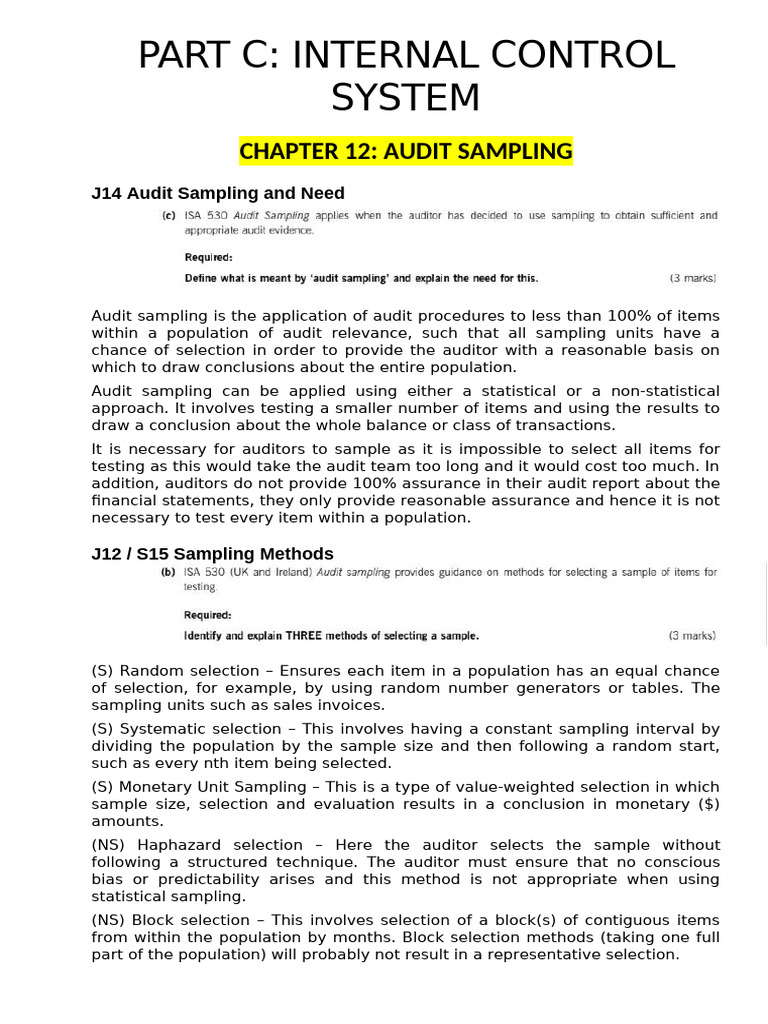 Audit Sampling and Internal Control Insights | PDF | Internal Control ...