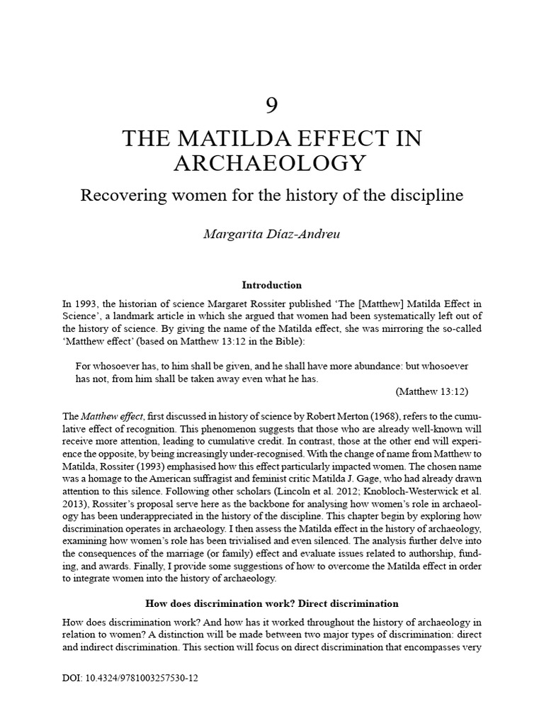 The Matilda Effect in Archaeology | PDF | Archaeology