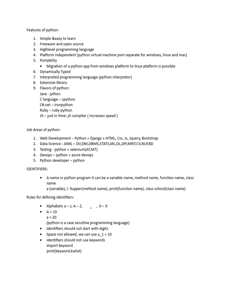 Key Features and Applications of Python | PDF | Computers