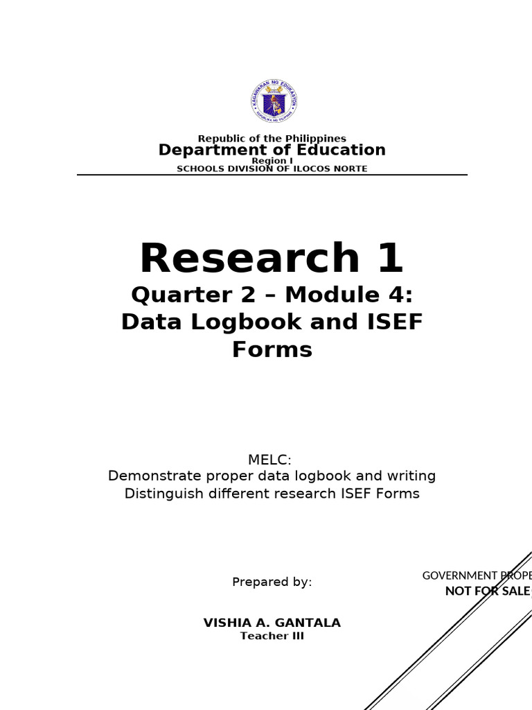 Research 1 Q2 Module 4 Data Logbook and ISEF Forms | PDF | Experiment ...