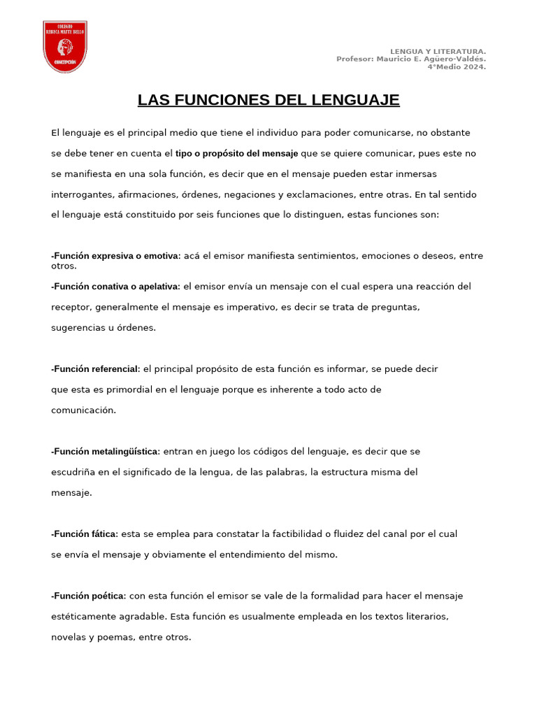 Las Funciones Del Lenguaje - Ejercicios - Corregidos | PDF | Comunicación
