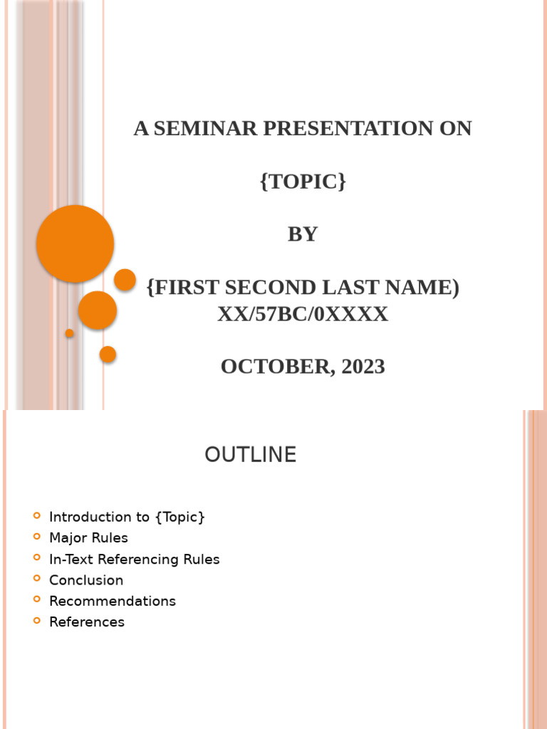 Seminar Presentation Outline Guide | PDF | Writing | Written Communication