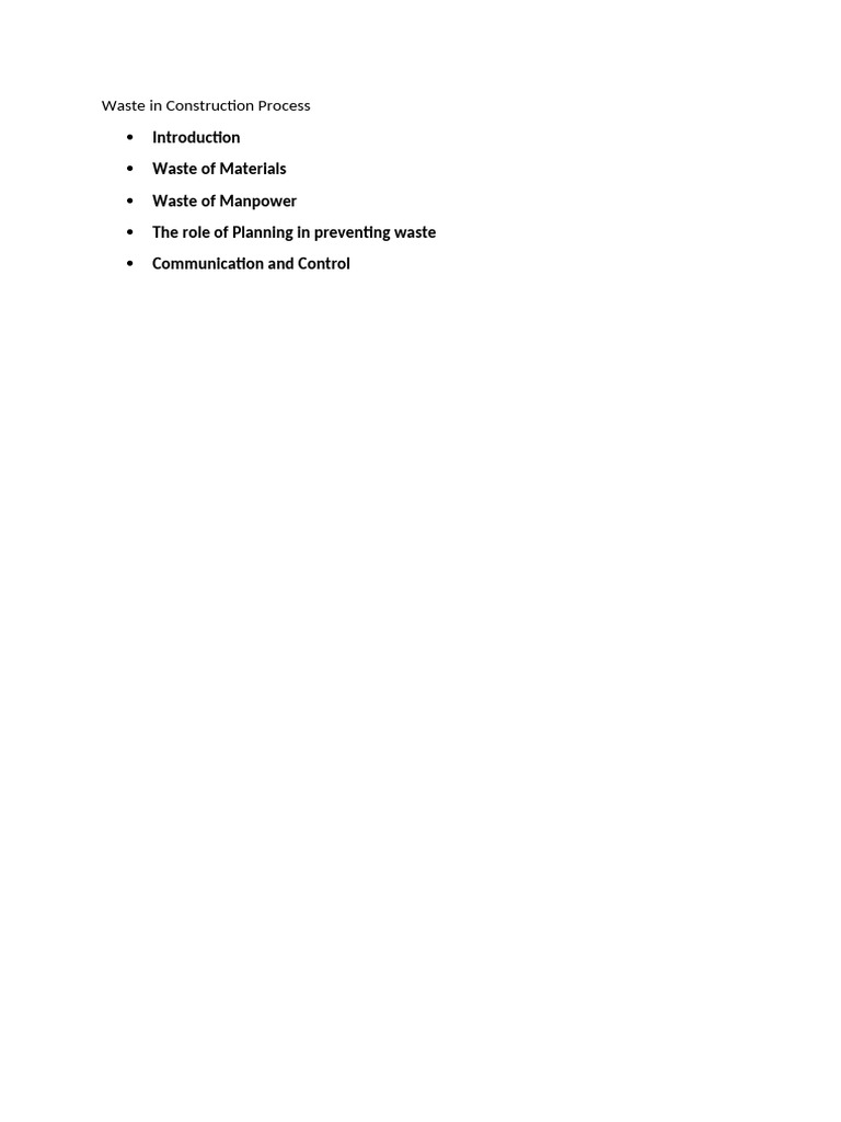 Minimizing Waste in Construction Processes | PDF | Waste | Lumber