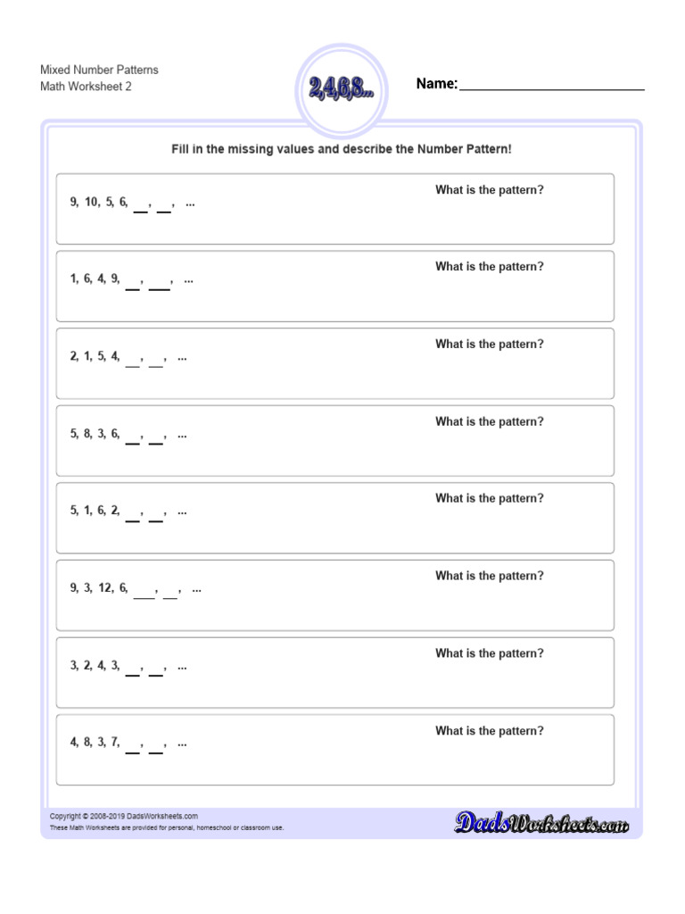 Mixed Operation Patterns 1 v2 | PDF, image size:768x1024