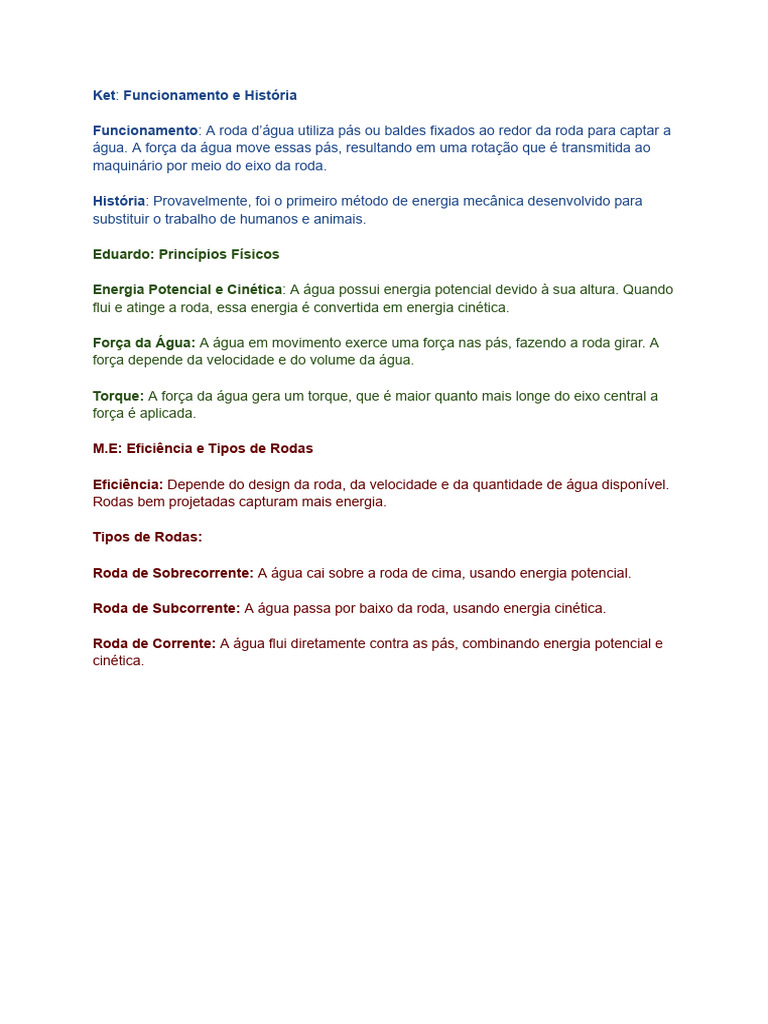 Roda d'Água: História e Funcionamento | PDF