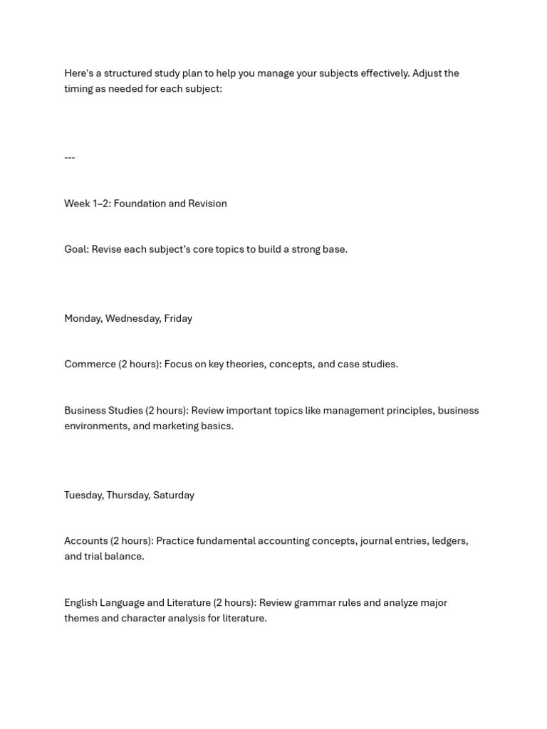 Study Plan | PDF | Career & Growth
