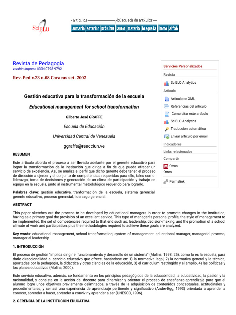 Gestión Educativa para La Transformación de La Escuela | PDF | Plan de ...