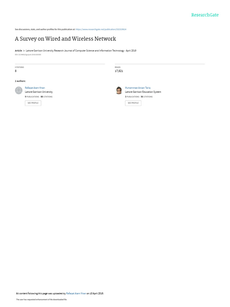 Wired vs Wireless Networks: A Survey | PDF | Computer Network | Ethernet